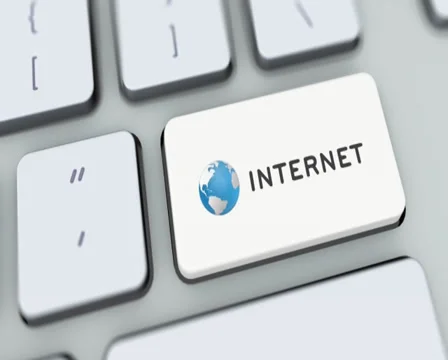 Internet button on computer keyboard. Key is pressed, click for HD Stock Footage 35648026
