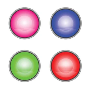 Internet buttons in multiple colors - empty circle buttons Stock Illustration