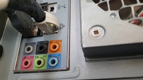 Internet cable in the computer in the close-up Stock Footage 108965148