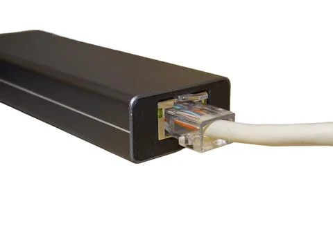 Internet cable connected to a multi-functional USB-C Hub station, Ethernet Photos