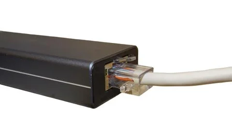 Internet cable connected to a multi-functional USB-C Hub station, Ethernet Фото