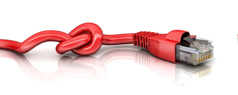 Internet cable disconnect, on white background. 3d illustration Stockillustratie