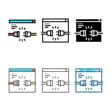 Internet cable disonnected color icon mix vector Stock Illustration