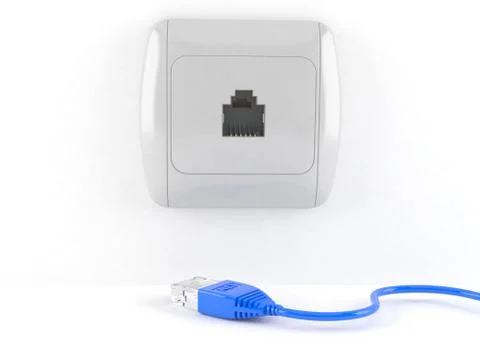 Internet cable with network socket Stock Illustration