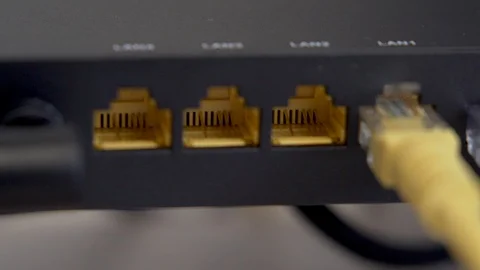 Internet cables connected to router Stock Footage 125518303