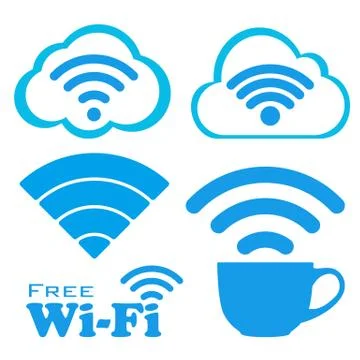 Internet cafe free wifi vector icons set. 스톡 일러스트