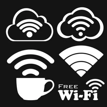 Internet cafe free wifi vector icons set. イラスト素材