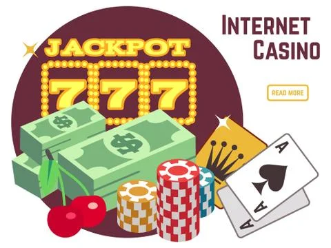 Internet casino background template. Online poker flat vector emblem Illustrazione stock