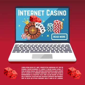 Internet casino page template with dice, poker, cards Stock Illustration