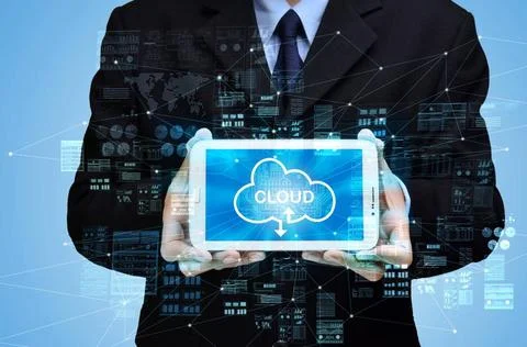  internet cloud computing concept Businessman showing internet cloud techn... Stock Photos
