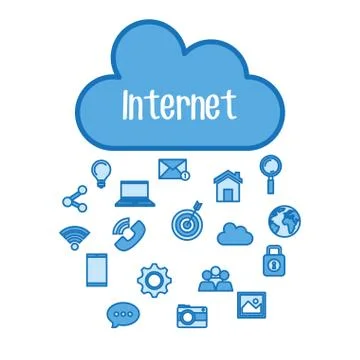 Internet cloud computing media online digital technology Stockillustratie