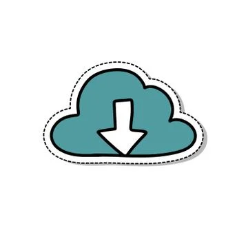 Internet cloud doodle icon, vector sticker illustration Stock Illustration