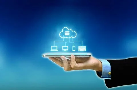  internet cloud server application and hosting on virtual network conceptu... Stock Photos