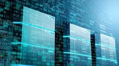 Internet Cloud Server Concept with mixed media. 3d Render and sky backgrou... Stock Photos