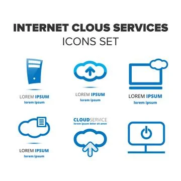 Internet cloud services icon set Stock Illustration