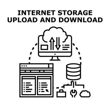 Internet cloud storage concept uploading and downloading data Stock Illustration