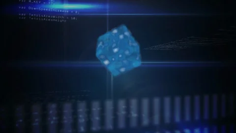 Internet codes and symbols on a cube with binary codes Stock Footage 110713107