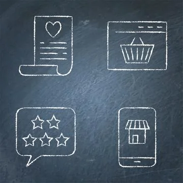 Internet commerce icon set on chalk board Stock Illustration