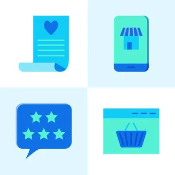 Internet commerce icon set in flat style Stock Illustration