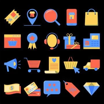 Internet commerce icon set in flat style Stock Illustration