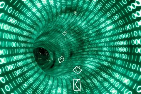 Internet communication and mail concept. Binary tunnel. 3D rendered illustrat イラスト素材