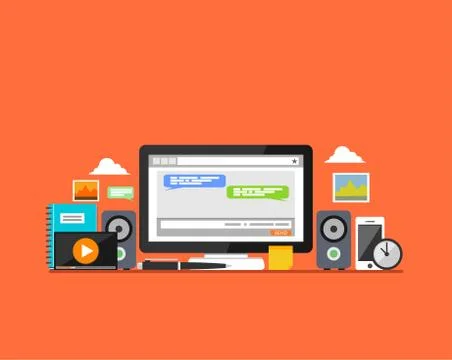 Internet communication concept. Modern flat design for Web Banner , Website E Stock Illustration