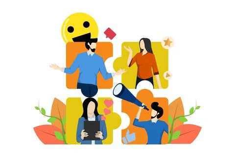 Internet communication concept, team metaphor. Ilustración de archivo