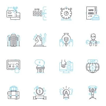 Internet communication linear icons set. Online, Connectivity, Social, Digital Stock Illustration