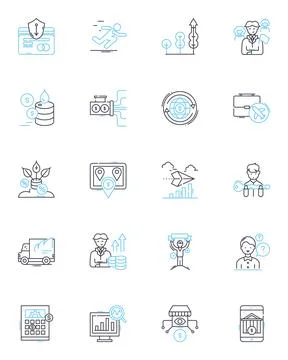 Internet communication linear icons set. Online, Connectivity, Social, Digital Stock Illustration