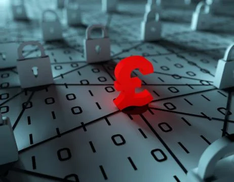Internet communication, pound and lock, security and protection Illustration