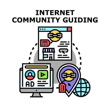 Internet community guiding users for online business promotion Stock Illustration