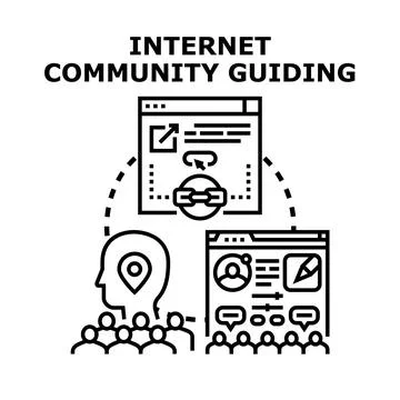 Internet community guiding users online networking Stock Illustration