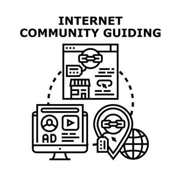 Internet community guiding users for online business promotion Stock Illustration