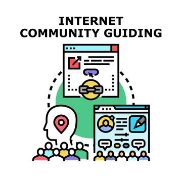 Internet community guiding users online networking Stock Illustration