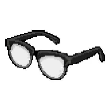 Internet computer glasses pixel art vector illustration Stock Illustration
