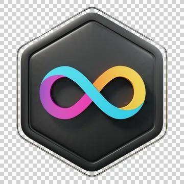 Internet Computer (ICP) Badge Left View Crypto Isolated On White Background Stock Illustration