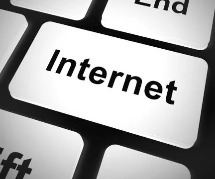 Internet computer key means connected to the World Wide Web - 3d Stock Illustration