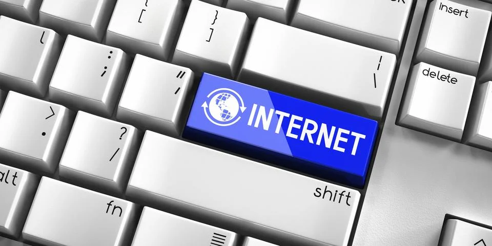 Internet - computer keyboard - 3D illustration Stock Illustration