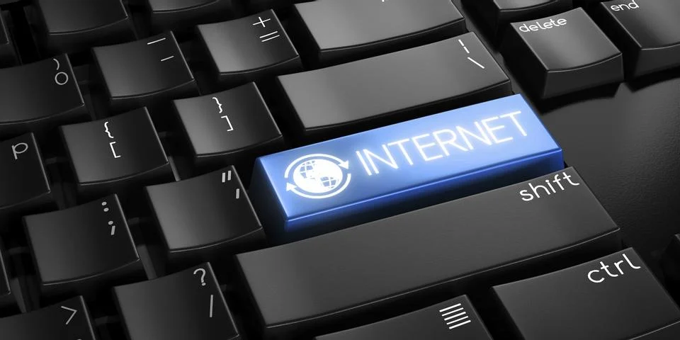 Internet - computer keyboard - 3D illustration Stock Illustration