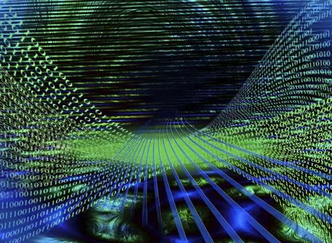 Internet concept - binary code, technology-style background 库存插图