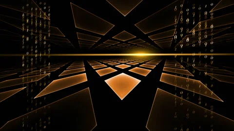 Internet Concept, Data Flow, Golden Geometrical Horizon, Communication Stock Footage 57924676