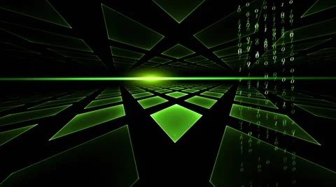 Internet Concept, Data Flow, Green Geometrical Horizon, Communication Concept Stock Footage 58115408