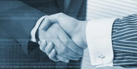 Internet concept. digital handshake 写真素材