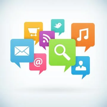 Internet concept icons on speech bubbles イラスト素材