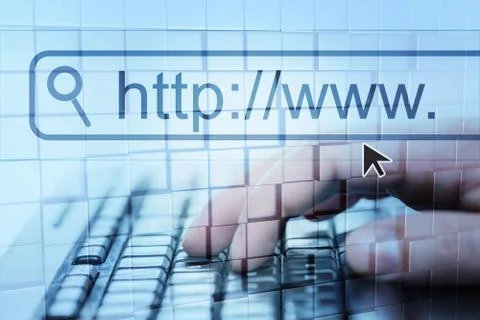 Internet concept, man surfing on browser Stock Photos
