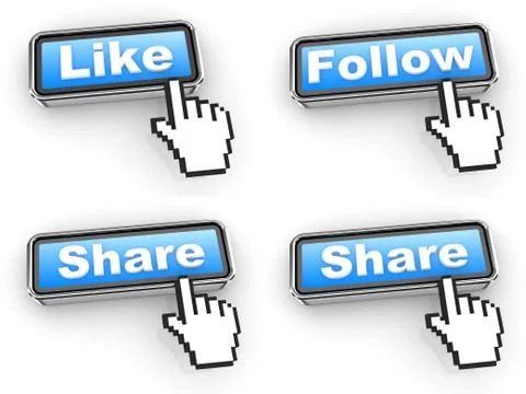 Internet Concept - Web Buttons with Hand Cursor. Stock Illustration