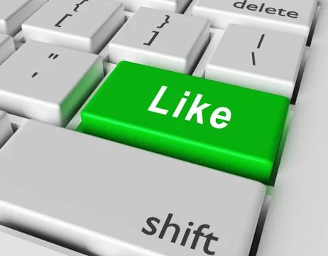 Internet concept. Word Like on button of computer keyboard Stock Illustration