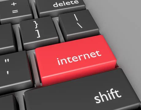 Internet concept. Word Internet on button of computer keyboard Stock Illustration