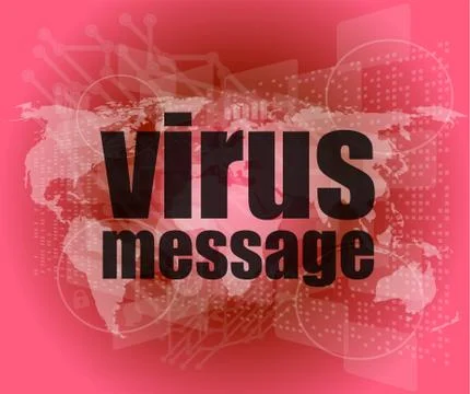 Internet concept: words virus message on digital screen Illustrazione stock