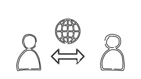 Internet connecting two users using search engines doodle whiteboard animation Stock Footage 264960462